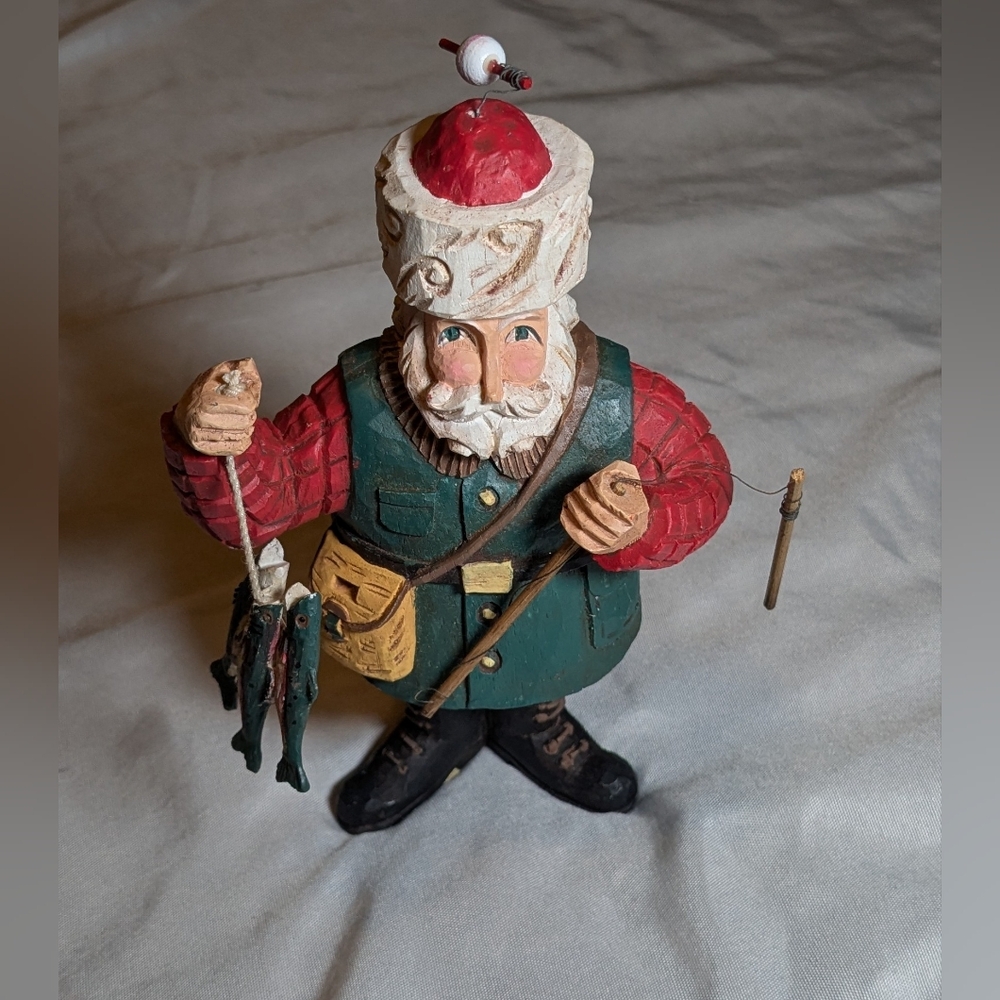 Vintage Midwest Of Cannon Falls Fisherman Santa About 6-6.5 Inches‎ Tall